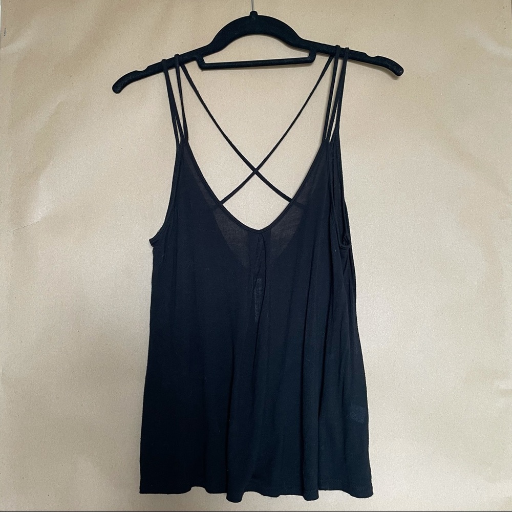 Flowy and Airy Black Tank with Crossed Straps